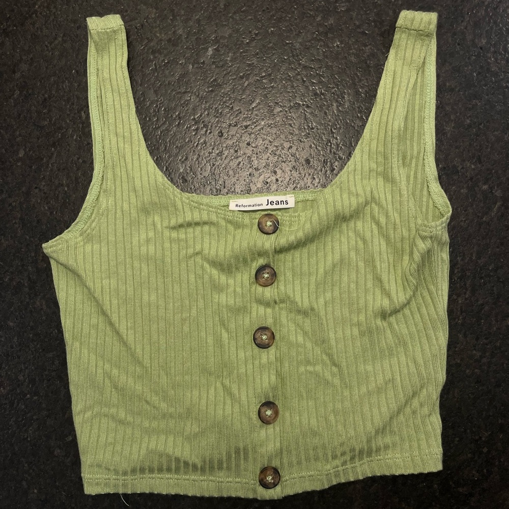 Reformation Buttoned Ribbed Crop Top